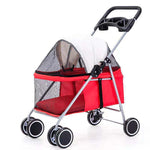 Load image into Gallery viewer, Lightweight folding pet stroller with mesh sides and canopy for ventilation and easy assembly on four wheels