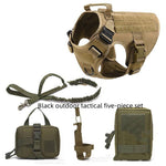 Load image into Gallery viewer, Tan tactical dog harness with leash and accessory pouches for outdoor and training use