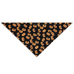 Load image into Gallery viewer, Black Halloween pet bandana with orange jack-o-lantern pumpkin faces for festive dogs and cats