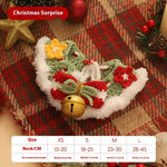 Load image into Gallery viewer, Christmas wool pet scarf with bell and festive decorations, cozy collar hat for cats and small dogs winter holiday wear