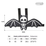 Load image into Gallery viewer, Felt batwing costume for pets with skeleton design and bells, available in small and medium sizes for cats and dogs.