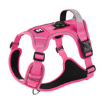 Load image into Gallery viewer, Pink no-pull dog harness with reflective accents and GPS tag slot, combining style with secure pet control.
