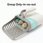 Load image into Gallery viewer, Cat Litter Poop Picker with sealed bin and shovel combo, showing clumped waste securely stored inside for odor-proof disposal.