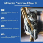 Load image into Gallery viewer, Tabby cat resting on wooden chair next to text describing calming pheromone diffuser benefits for anxiety relief and relaxation