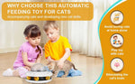 Load image into Gallery viewer, Children playing with a kitten and the Flying Saucer Pet Slow Feeder, highlighting interactive bonding and brain stimulation benefits.