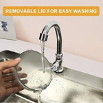 Load image into Gallery viewer, Removable lid of the Flying Saucer Pet Slow Feeder being washed under a faucet, emphasizing easy cleaning and maintenance.
