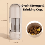 Load image into Gallery viewer, Beige 2-in-1 Pet Travel Feeder with food storage and water cup, compact and leak-proof for pet travel use.