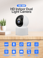 Load image into Gallery viewer, Indoor WiFi pet camera with 5MP HD, night vision, voice intercom, humanoid tracking, and cloud storage features