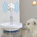 Load image into Gallery viewer, Smart pet water fountain with infrared sensor by Pot N Pet, with a white exterior and water filtration system, next to a white cat.