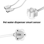 Load image into Gallery viewer, Smart pet water dispenser sensor from POT N PET, showing a flower-shaped bottom and USB cables.