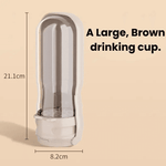 Load image into Gallery viewer, Large brown Portable Pet Water Bottle & Cup, 21.1cm tall and 8.2cm wide, ideal for pet hydration during travel.