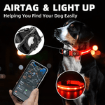 Load image into Gallery viewer, Waterproof glowing pet collar with Airtag holder for easy dog tracking and visibility at night.