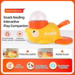 Load image into Gallery viewer, Yellow duck-shaped interactive dog puzzle feeder slow feeder toy with treat dispenser and tail switch