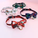 Load image into Gallery viewer, Set of adjustable Christmas pet collars with festive bow ties and holiday-themed charms for dogs and cats