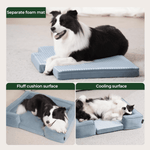 Load image into Gallery viewer, Orthopedic dog bed with separate foam mat, fluff cushion, and cooling surface, ideal for medium dogs in all-season use.