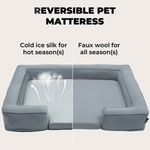 Load image into Gallery viewer, Reversible orthopedic dog bed mattress with cold ice silk for summer and faux wool for year-round comfort, perfect for medium dogs.