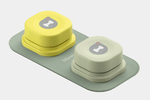 Load image into Gallery viewer, Two pet talking buttons on a green mat labeled with bone icons, compact setup for basic pet communication training at home.