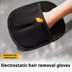 Load image into Gallery viewer, Black electrostatic pet hair remover glove worn on hand, removing cat and dog hair from surface effectively