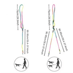 Load image into Gallery viewer, Colorful adjustable hands-free dog leash with shoulder strap for one or two dogs, measuring 75cm and 90-95cm.