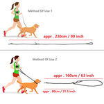 Load image into Gallery viewer, Illustration showing two methods to use a hands-free dog leash with shoulder strap and adjustable lead length