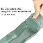 Load image into Gallery viewer, One-click water button on green Portable Pet Water Bottle & Cup for easy one-hand pet hydration outdoors.