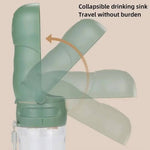Load image into Gallery viewer, Green Portable Pet Water Bottle & Cup with collapsible drinking sink for compact travel storage.
