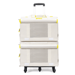 Load image into Gallery viewer, Double-decker pet carrier trolley backpack with mesh windows, designed for carrying two cats comfortably and securely.