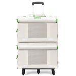 Load image into Gallery viewer, Double-decker pet carrier trolley backpack with mesh ventilation, designed for carrying two cats comfortably and securely.