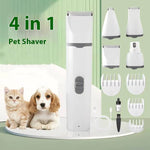 Load image into Gallery viewer, 4-in-1 electric pet clipper grooming kit with multiple attachments for hair, nails, and paws, shown with cat and dog