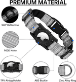 Load image into Gallery viewer, Reflective dog collar with Airtag holder, 360-degree reflection, durable 900D nylon, ABS buckle, and zinc alloy ring for pet tracking