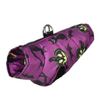 Load image into Gallery viewer, Purple Halloween dog jacket with pumpkin and bat prints, waterproof and windproof for small and medium pets.