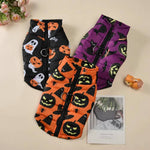 Load image into Gallery viewer, Waterproof and windproof Halloween dog jackets with pumpkin, ghost, and bat prints for small and medium pets.