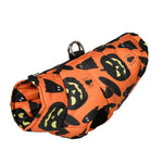 Load image into Gallery viewer, Orange Halloween dog jacket with pumpkin and ghost prints, waterproof and windproof, designed for small and medium pets.