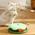 Load image into Gallery viewer, Cat swatting at multiple Interactive Cat Toy & Feeder Sets with flying treats, demonstrating high engagement and treat-dispensing action.