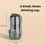 Load image into Gallery viewer, Small green Portable Pet Water Bottle & Cup with 14.2cm height and 8.1cm width, ideal for pet travel hydration on the go.
