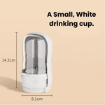 Load image into Gallery viewer, Small white Portable Pet Water Bottle & Cup, 14.2cm tall, compact and easy to carry for pet hydration.