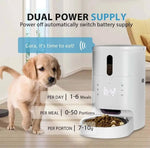 Load image into Gallery viewer, Smart Wi-Fi pet feeder with dual power supply feeding a puppy, supports 1–6 meals daily and up to 50 portions per meal.