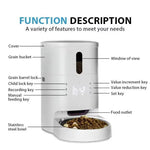 Load image into Gallery viewer, Feature diagram of 3L smart Wi-Fi pet feeder showing labeled parts like grain bucket, control panel, and stainless steel bowl.