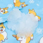 Load image into Gallery viewer, Blue cooling dog mat with ice gel and corgi dog pattern for summer pet comfort