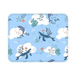Load image into Gallery viewer, Blue cooling dog mat with ocean-themed design featuring whales, fish, starfish, and coral illustrations