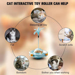 Load image into Gallery viewer, Interactive cat toy roller with turntable feather for dental health and keeping cats active and entertained.