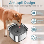 Load image into Gallery viewer, Large capacity 3L stainless steel floating pet water bowl with anti-spill design for slow water feeding and no mess.