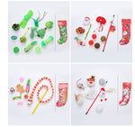 Load image into Gallery viewer, Four sets of colorful cat toys with Christmas-themed designs including balls, mice, and sticks with festive stockings.