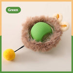 Load image into Gallery viewer, Green interactive rolling ball toy with fur and ears for cats and dogs automatic movement playtime fun