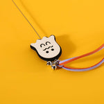 Load image into Gallery viewer, Interactive Halloween cat teaser wand with bells and cute ghost design on a bright yellow background