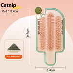 Load image into Gallery viewer, Interactive ice cream-shaped cat scratching and chewing toy with catnip ball and teaser stick dimensions shown