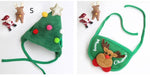 Load image into Gallery viewer, Green Christmas tree hat with pom-poms and star and green pet bib with reindeer design and Merry Christmas text