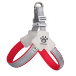 Load image into Gallery viewer, Adjustable no-pull reflective pet harness in red and gray for comfortable dog and cat training and walking safety.