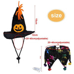Load image into Gallery viewer, Adjustable Halloween witch hat with pumpkin and spider and colorful jester collar for cats and small dogs costume set
