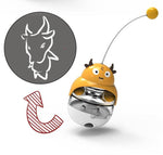 Load image into Gallery viewer, Yellow and clear leaky ball pet treat toy with animal face and flexible tail for cats and dogs interactive play